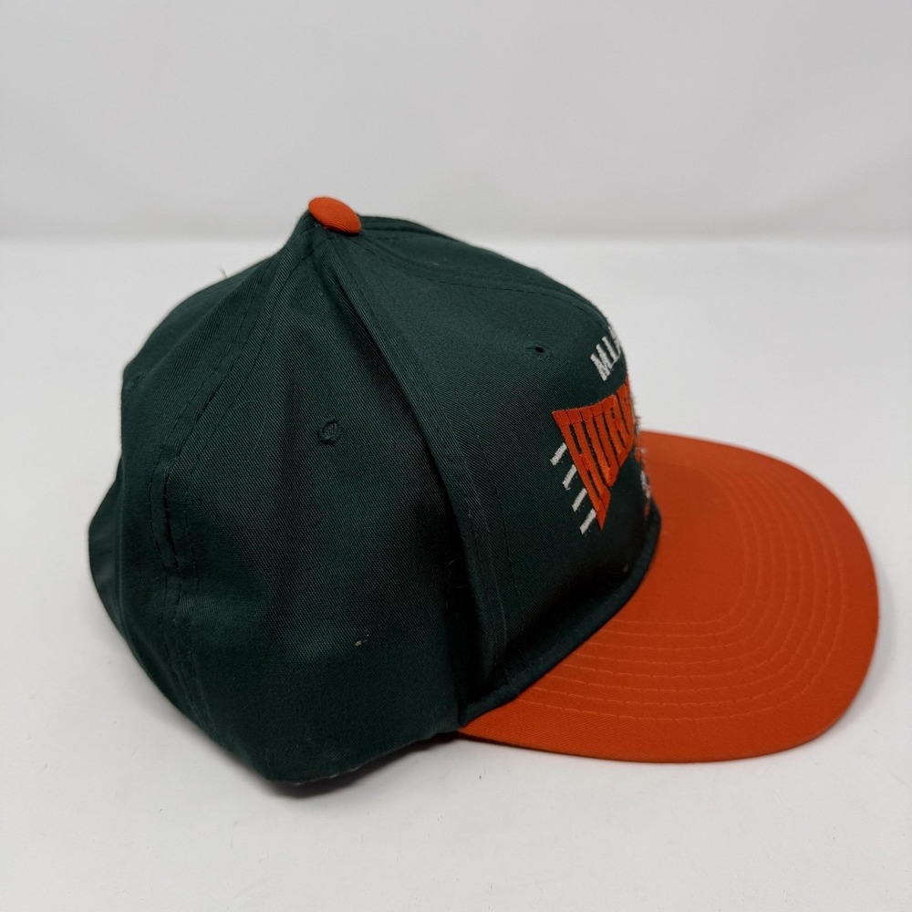 Vintage Miami Hurricanes Hat Cap Snap Back Mens Green Orange NCAA G Cap 90s - Picture 4 of 6